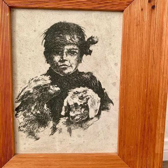 Vintage  Framed Hand Painted Sioux Picture Native American 15/18 Inch - Picture 4 of 15